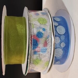 3 Rolls Holiday Kirkland Wire-edged Ribbon, 1-1/2" x 98 yards approx total